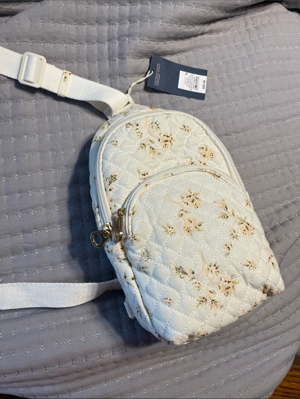 Universal Thread White Quilted Floral Mini Crossbody
